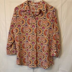 Allison Daley Button Down Blouse 3/4 sleeves Women’s Size 12